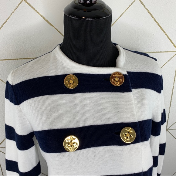 Ralph Lauren Sailing Stripe Gold Button Cardigan - Picture 4 of 10